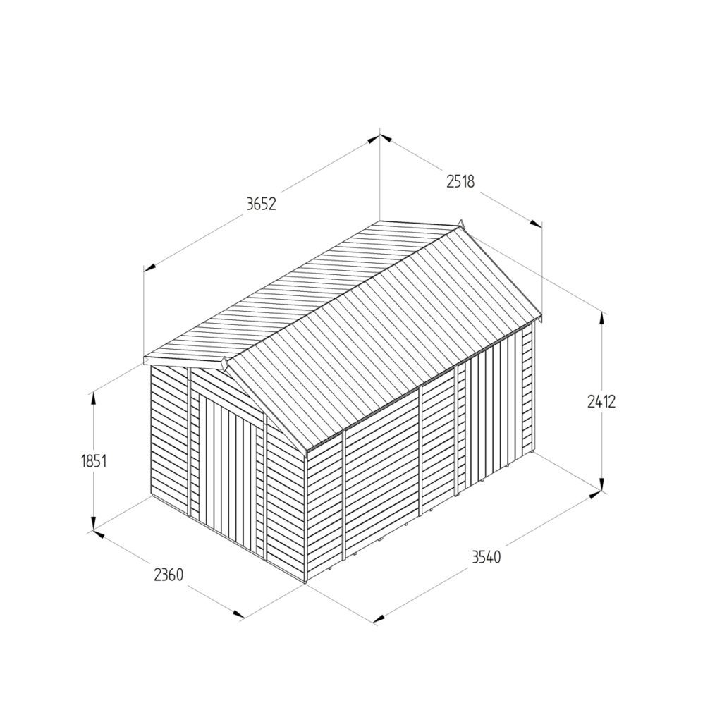 Timberdale 12×8 Apex Shed No Window – Combo 5013053195963 2
